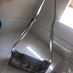 Silver metallic fendi crossword purse